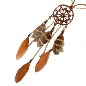 Bohemian Dreamcatcher Feather Hippie Necklace